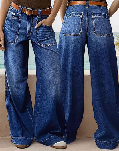 🔥Solange der Vorrat reicht 40 % Rabatt!🎉Damenjeans mit hoher Taille und weitem Bein