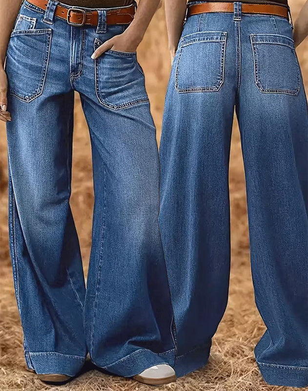 🔥Solange der Vorrat reicht 40 % Rabatt!🎉Damenjeans mit hoher Taille und weitem Bein