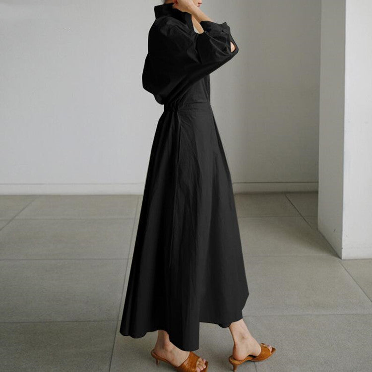 🔥Solange der Vorrat reicht 40 % Rabatt!🎉Einfarbiges Hemdkleid mit Revers aus Baumwolle für Damen
