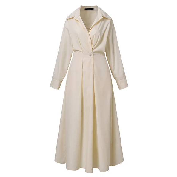 🔥Solange der Vorrat reicht 40 % Rabatt!🎉Einfarbiges Hemdkleid mit Revers aus Baumwolle für Damen
