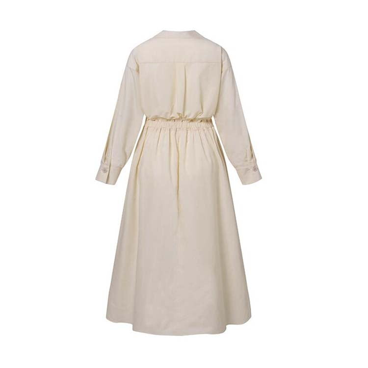 🔥Solange der Vorrat reicht 40 % Rabatt!🎉Einfarbiges Hemdkleid mit Revers aus Baumwolle für Damen