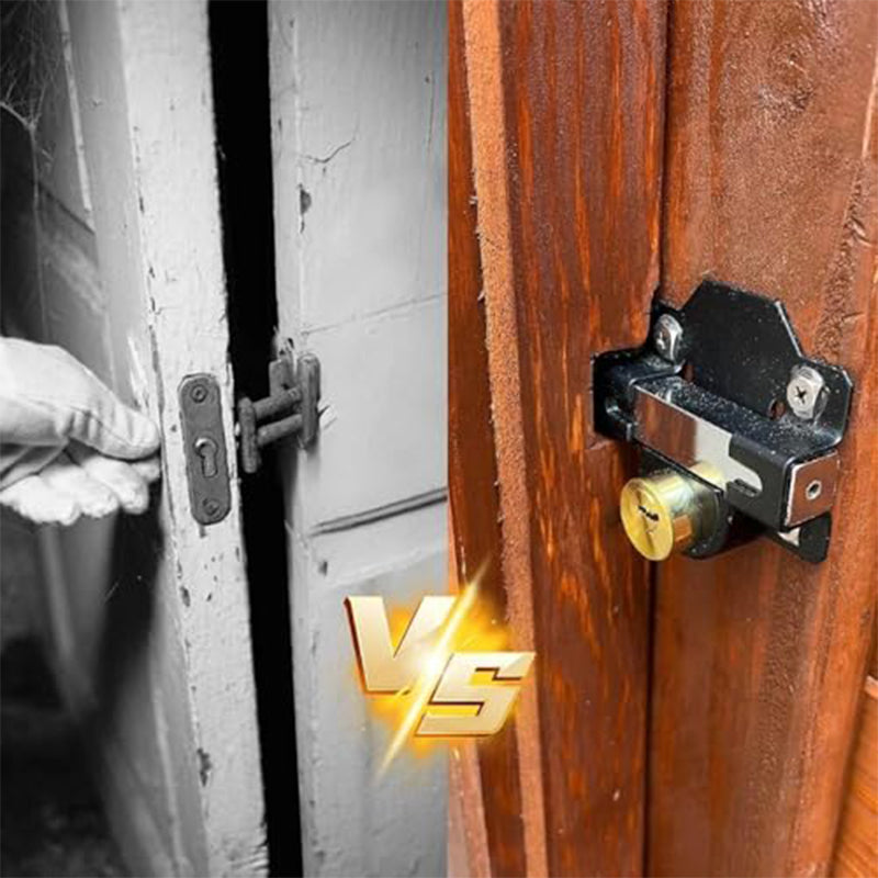 💘 Valentinstagsangebot: 50% Rabatt!🔒Doppelseitiges 50/70 mm Hoftor-Schloss mit langer Falle & 5 Schlüsseln – Robustes Eisenschloss für Innen- & Außenbereich!