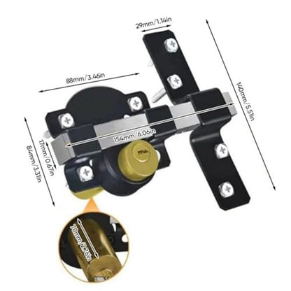 💘 Valentinstagsangebot: 50% Rabatt!🔒Doppelseitiges 50/70 mm Hoftor-Schloss mit langer Falle & 5 Schlüsseln – Robustes Eisenschloss für Innen- & Außenbereich!