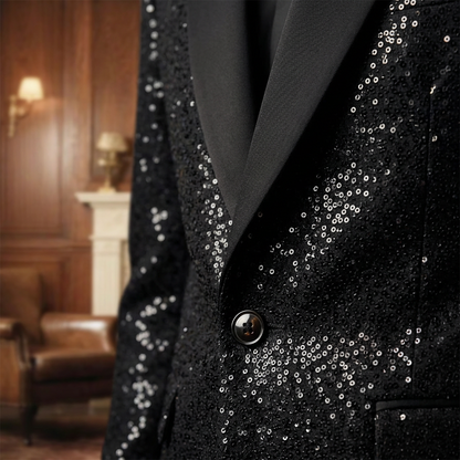 Herren Smoking-Anzug in Schwarz mit Glitzer