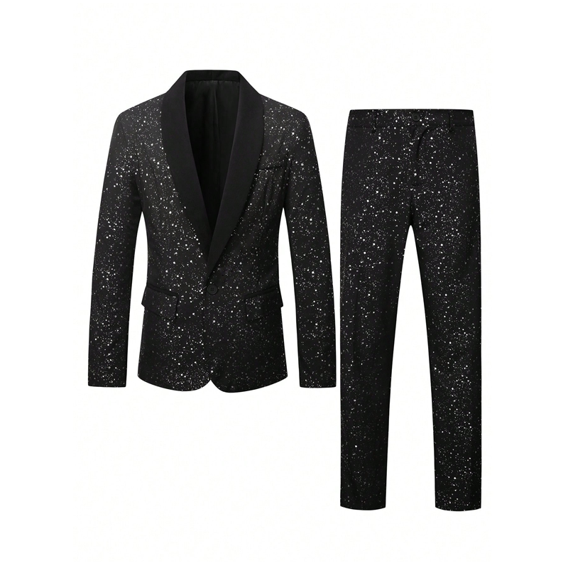 Herren Smoking-Anzug in Schwarz mit Glitzer