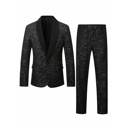 Herren Smoking-Anzug in Schwarz mit Glitzer