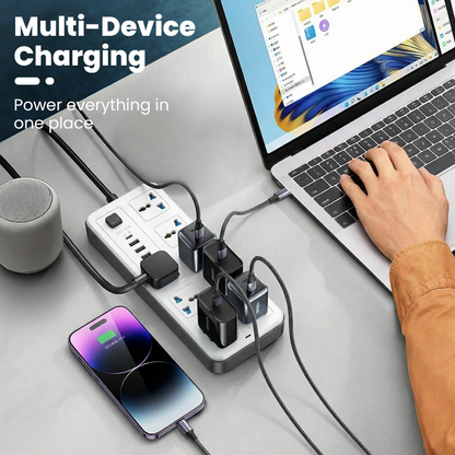 🔌 50 % RABATT ⚡ Mehrfachsteckdose mit langer Verlängerungsschnur – USB-Ports inklusive, Überspannungsschutz & kompaktes Design 📱