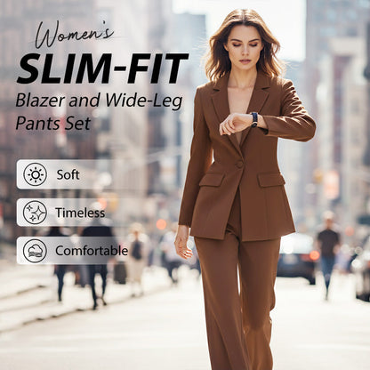 👔 58% RABATT! 👖 Elegantes Blazer- & Weitbein-Hosen-Set für Damen – Modischer Zweiteiler, Vielseitig & Perfekt für Büro/Freizeit ✨
