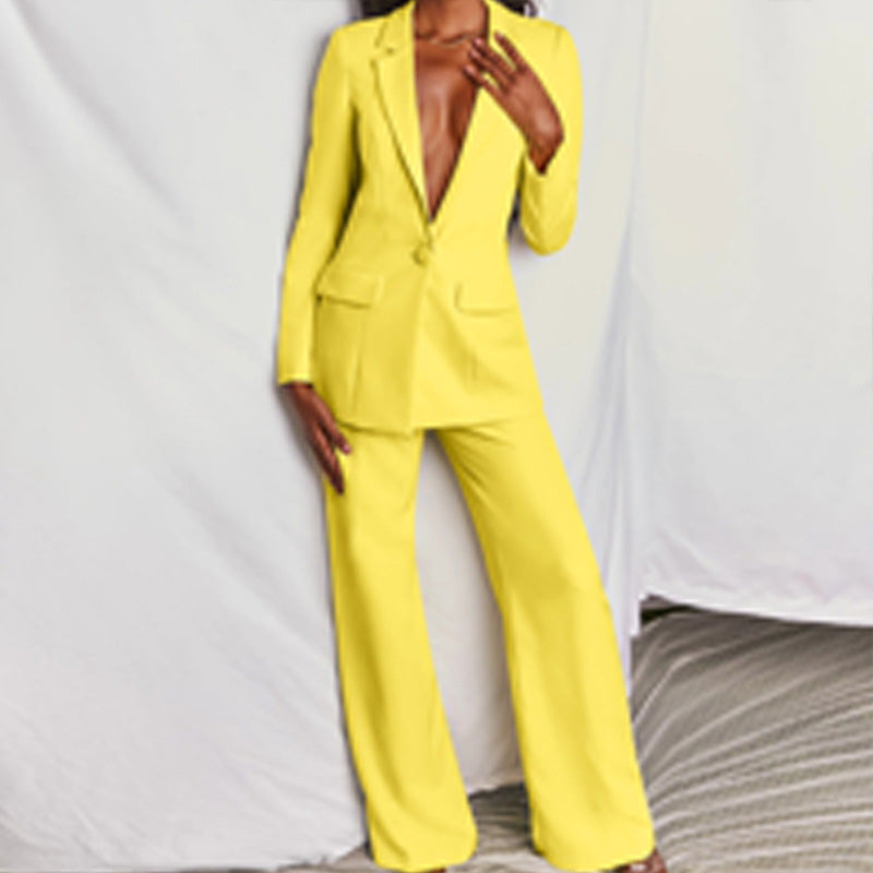 👔 58% RABATT! 👖 Elegantes Blazer- & Weitbein-Hosen-Set für Damen – Modischer Zweiteiler, Vielseitig & Perfekt für Büro/Freizeit ✨