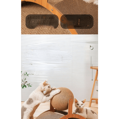 🐱 50% RABATT! 🧶 Natürlicher Sisal-Kratzball mit Kartonunterlage – Befriedigt den Kratztrieb, Schont Möbel & Für jede Katze 🎉