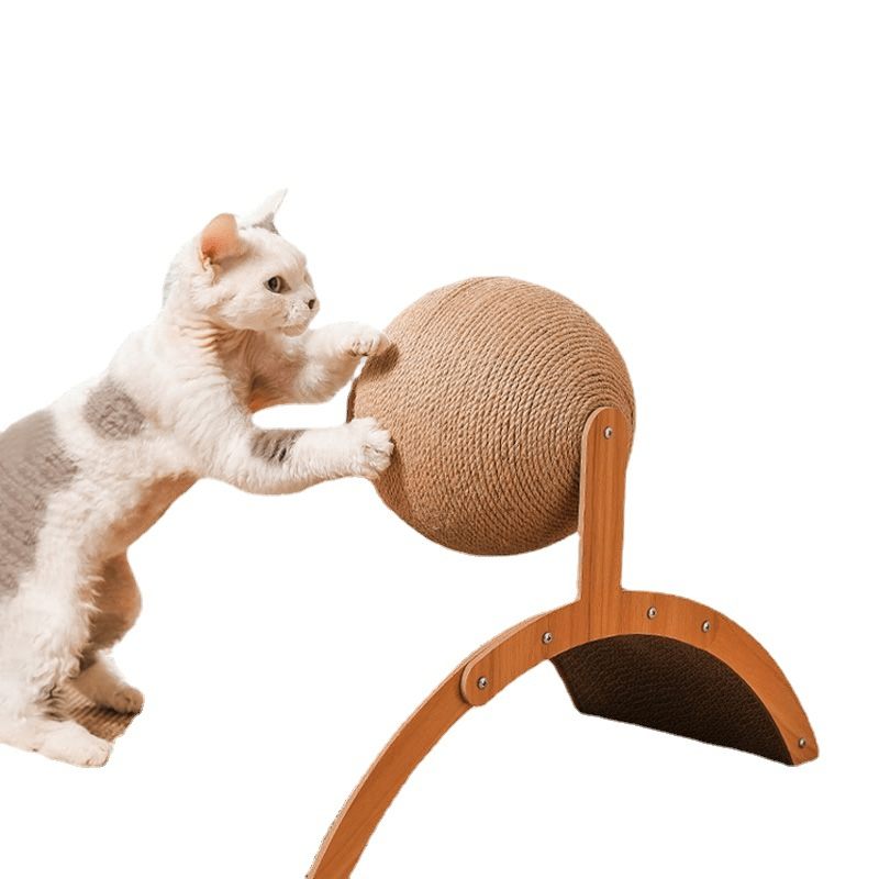 🐱 50% RABATT! 🧶 Natürlicher Sisal-Kratzball mit Kartonunterlage – Befriedigt den Kratztrieb, Schont Möbel & Für jede Katze 🎉