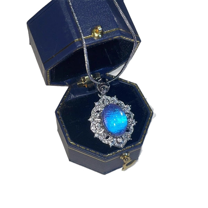 🔥Solange der Vorrat reicht 40 % Rabatt!🎉Elegante ovale blaue Halskette mit Anhänger
