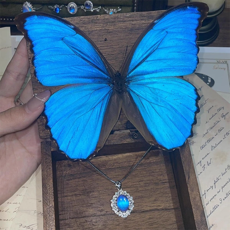 🔥Solange der Vorrat reicht 40 % Rabatt!🎉Elegante ovale blaue Halskette mit Anhänger
