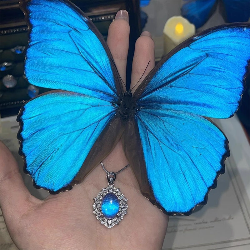 🔥Solange der Vorrat reicht 40 % Rabatt!🎉Elegante ovale blaue Halskette mit Anhänger