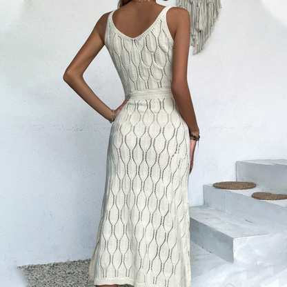 🔥Solange der Vorrat reicht 40 % Rabatt!🎉Elegantes Kleid mit V-Ausschnitt und Pointelle-Strickmuster