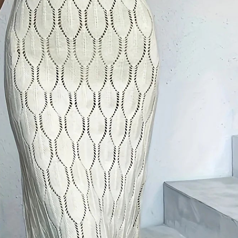 🔥Solange der Vorrat reicht 40 % Rabatt!🎉Elegantes Kleid mit V-Ausschnitt und Pointelle-Strickmuster