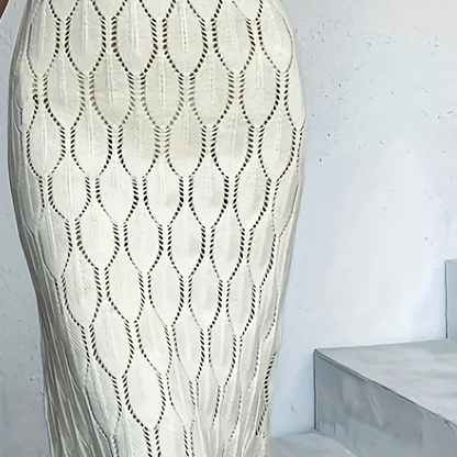🔥Solange der Vorrat reicht 40 % Rabatt!🎉Elegantes Kleid mit V-Ausschnitt und Pointelle-Strickmuster