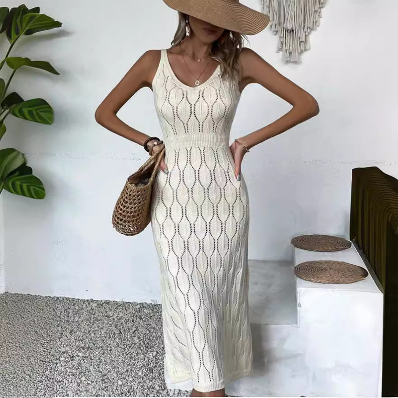 🔥Solange der Vorrat reicht 40 % Rabatt!🎉Elegantes Kleid mit V-Ausschnitt und Pointelle-Strickmuster