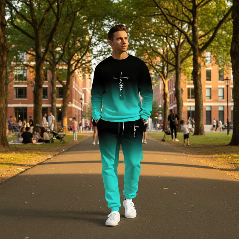 👕 56% RABATT! 🏃 Herren-Trainingsanzug – Farbverlauf-Design, Weich & Atmungsaktiv für Sport & Freizeit 🌬️