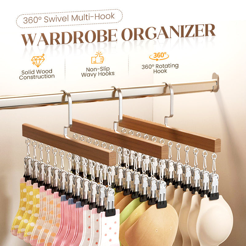 🔥50% RABATT!👕360° Drehbarer Mehrfach-Kleiderbügel mit Haken--10 Clips