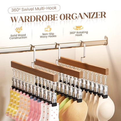 🔥50% RABATT!👕360° Drehbarer Mehrfach-Kleiderbügel mit Haken--10 Clips
