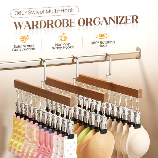 🔥50% RABATT!👕360° Drehbarer Mehrfach-Kleiderbügel mit Haken--10 Clips