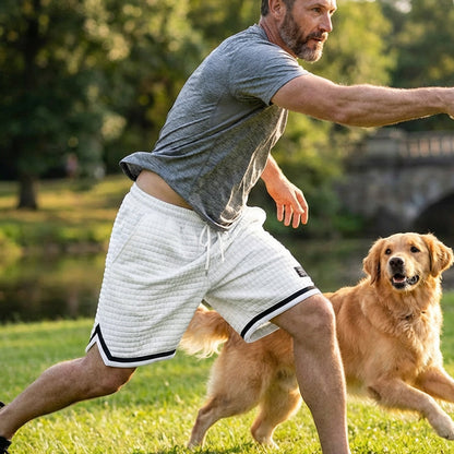 🔥Solange der Vorrat reicht 40 % Rabatt!🎉Sportshorts mit Kordelzug und gestreiftem Saum