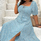 💖LETZTER TAG IM ANGEBOT: 50 % RABATT💐Kurzärmeliges Kleid mit Schlitz und Blumenmuster