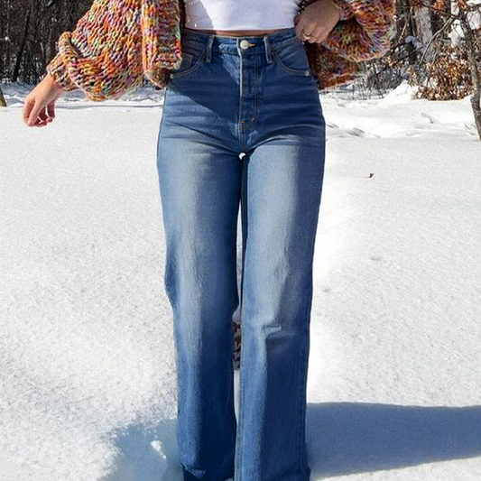 🔥Solange der Vorrat reicht 40 % Rabatt!🎉Damen-Jeans mit hoher Taille, Stretch und geradem Bein