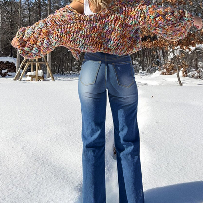 🔥Solange der Vorrat reicht 40 % Rabatt!🎉Damen-Jeans mit hoher Taille, Stretch und geradem Bein