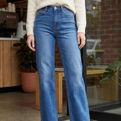 🔥Solange der Vorrat reicht 40 % Rabatt!🎉Damen-Jeans mit hoher Taille, Stretch und geradem Bein