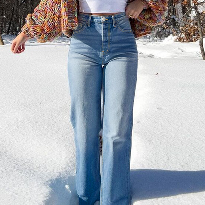 🔥Solange der Vorrat reicht 40 % Rabatt!🎉Damen-Jeans mit hoher Taille, Stretch und geradem Bein