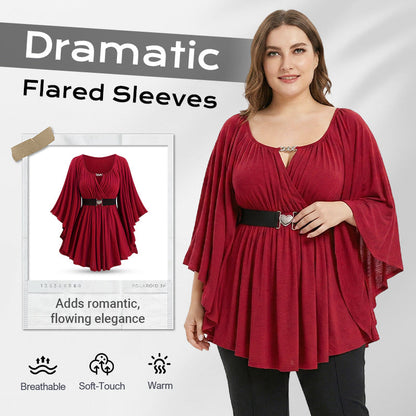 🔥Solange der Vorrat reicht 40 % Rabatt!🎉Damenmode Tunika-Oberteil mit ausgestellten Ärmeln