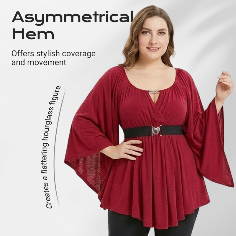 🔥Solange der Vorrat reicht 40 % Rabatt!🎉Damenmode Tunika-Oberteil mit ausgestellten Ärmeln