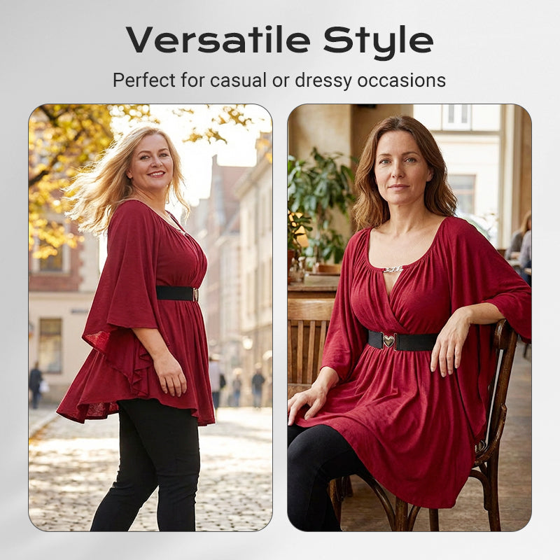 🔥Solange der Vorrat reicht 40 % Rabatt!🎉Damenmode Tunika-Oberteil mit ausgestellten Ärmeln