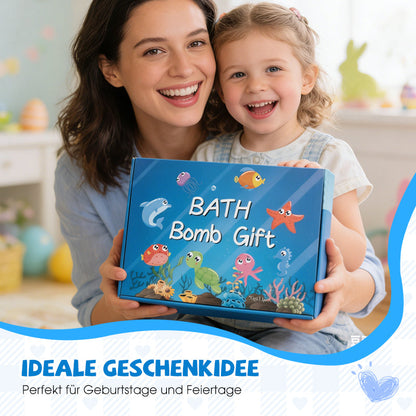 🛁🌊 Badebomben Ozean-Motiv Set 60g x 12 Stück 🌿✨ Sprudelndes Badevergnügen mit Meeresduft, pflegendes Öl für trockene Haut, plastikfrei & perfekt als Geschenk