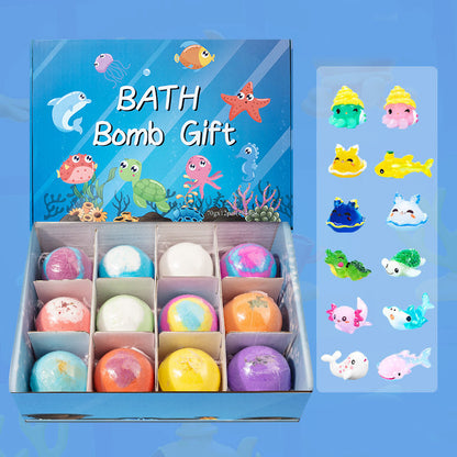 🛁🌊 Badebomben Ozean-Motiv Set 60g x 12 Stück 🌿✨ Sprudelndes Badevergnügen mit Meeresduft, pflegendes Öl für trockene Haut, plastikfrei & perfekt als Geschenk
