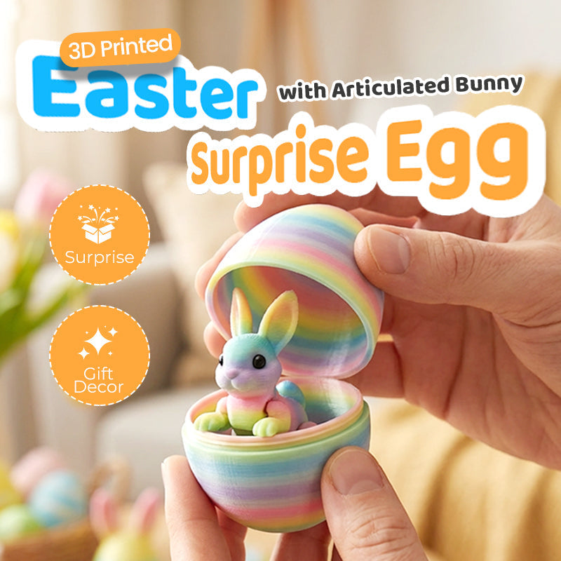 🔥Solange der Vorrat reicht 40 % Rabatt!🎉3D Printed Easter Surprise Egg with Articulated Bunny