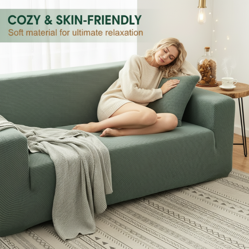 🛋️ Stretch-Sofa-Bezug mit Jacquard-Muster – Rundum-Passform für Couch & Sessel – Elastischer Möbel-Schoner in Übergröße – Waschbarer Polsterbezug