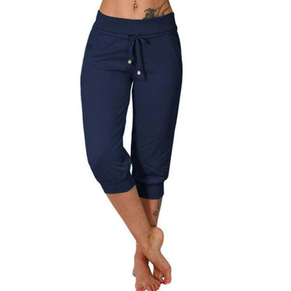 🔥Solange der Vorrat reicht 40 % Rabatt!🎉Damen 3/4 Jogginghose – Strickstoff, Hoher Bund mit Kordelzug, Mit Taschen