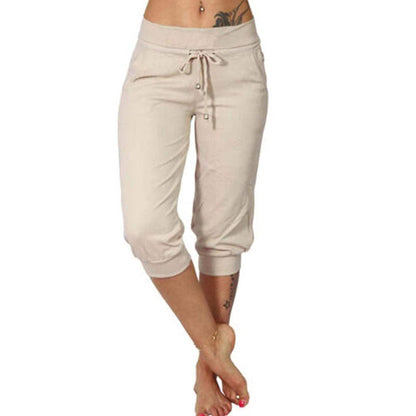 🔥Solange der Vorrat reicht 40 % Rabatt!🎉Damen 3/4 Jogginghose – Strickstoff, Hoher Bund mit Kordelzug, Mit Taschen