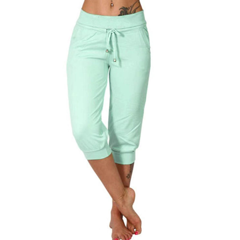🔥Solange der Vorrat reicht 40 % Rabatt!🎉Damen 3/4 Jogginghose – Strickstoff, Hoher Bund mit Kordelzug, Mit Taschen