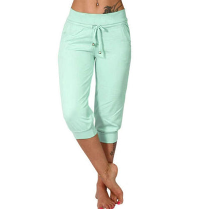 🔥Solange der Vorrat reicht 40 % Rabatt!🎉Damen 3/4 Jogginghose – Strickstoff, Hoher Bund mit Kordelzug, Mit Taschen