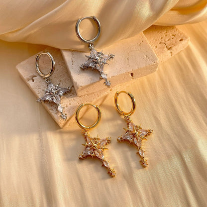 🔥Solange der Vorrat reicht 40 % Rabatt!🎉Funkelnde Kreuz-Anhänger-Ohrringe & Halskette