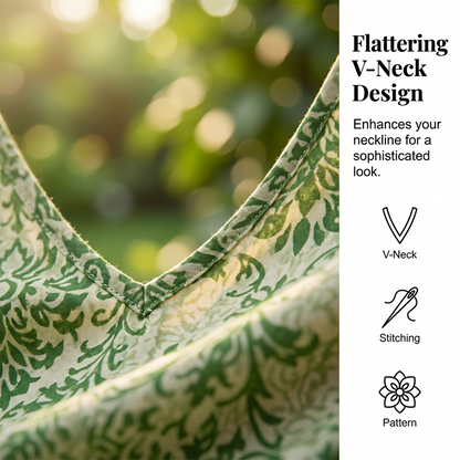 🔥Solange der Vorrat reicht 40 % Rabatt!🎉Damen Maxikleid mit V-Ausschnitt, Blumenmuster und geraffter Taille