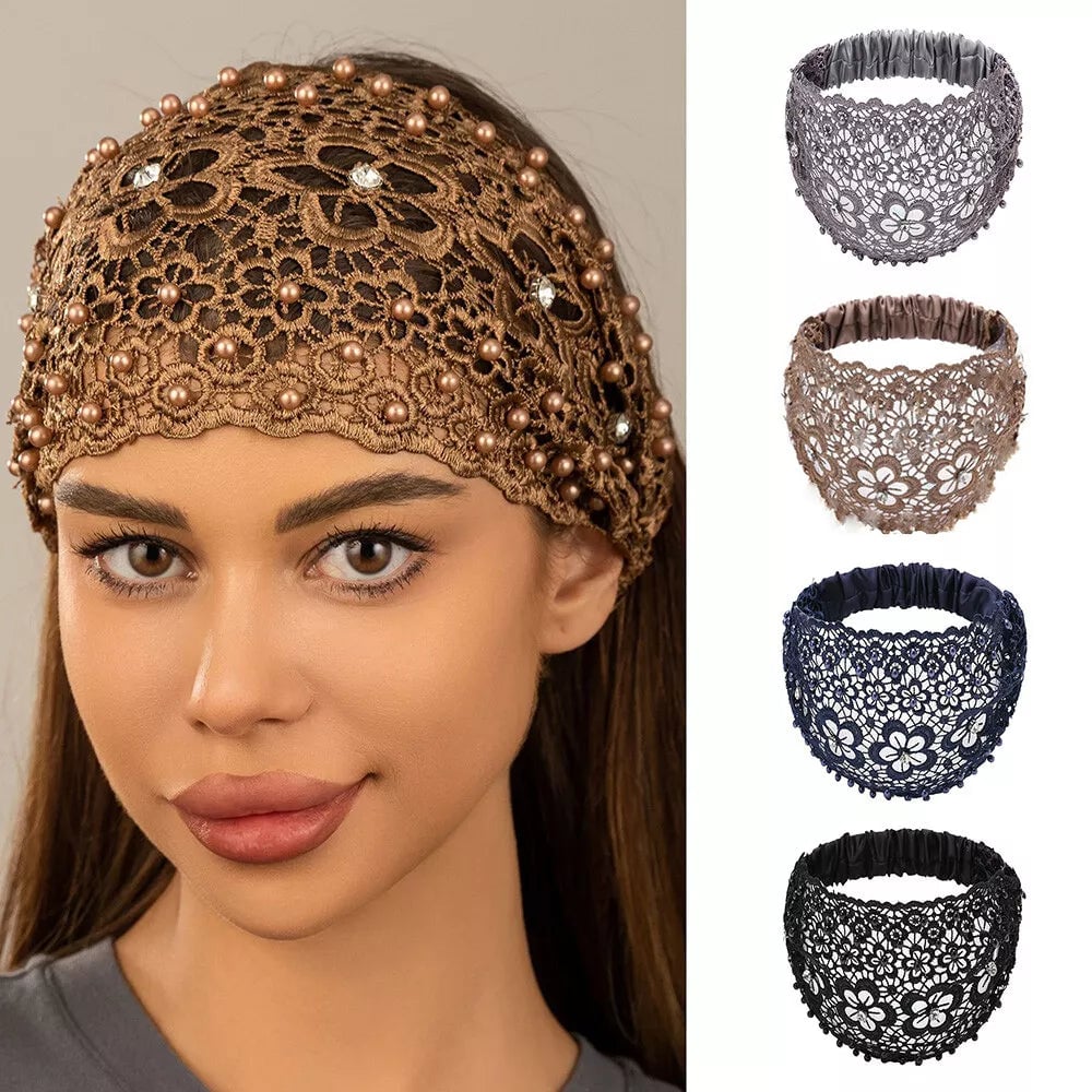 📢Bis zu 73 % Rabatt⚡️Damen Haarband mit Perlen & Strass – Breites Stirnband für Alltag💎✨