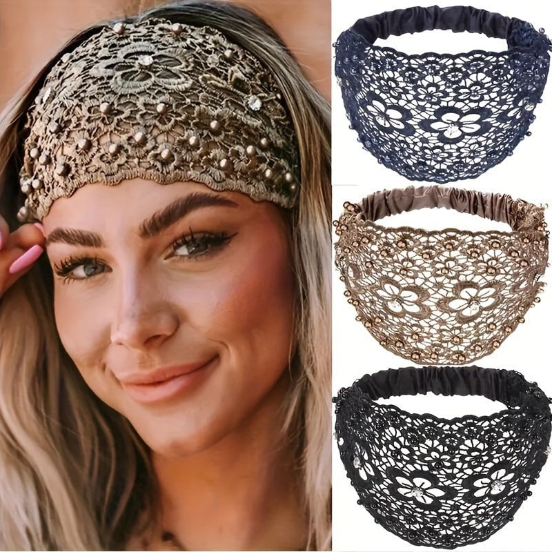 📢Bis zu 73 % Rabatt⚡️Damen Haarband mit Perlen & Strass – Breites Stirnband für Alltag💎✨