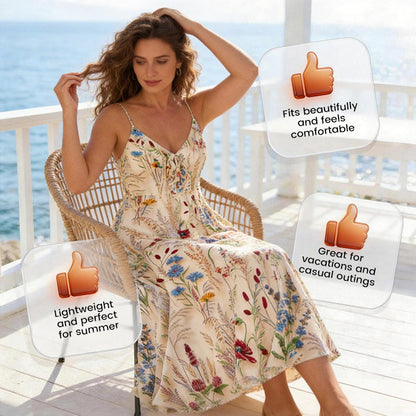 🔥Solange der Vorrat reicht 40 % Rabatt!🎉Plus-Size Kleid mit Blumenprint und Spaghettiträgern (Midi)