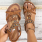 🔥Solange der Vorrat reicht 40 % Rabatt!🎉Flache Sandalen für Damen im Bohemian-Stil mit Perlenverzierung
