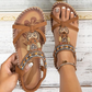 🔥Solange der Vorrat reicht 40 % Rabatt!🎉Flache Sandalen für Damen im Bohemian-Stil mit Perlenverzierung